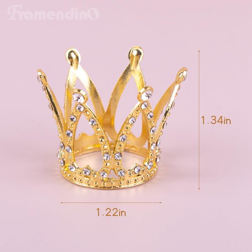Framendino, 12 Pack Gold Mini Crown Small Rhinestone Crystal Tiara Crown Headpiece Princess Bridal Accessories for Party Wedding Birthday Decorations
