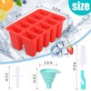 Popsicle Molds,Silicone Ice Pop Molds,BPA Free Popsicle Mold Reusable Easy Release Ice Pop Maker,Homemade Popsicle Mould with Silicone Funnel and Cleaning Brush (Red, 10 Cavities)