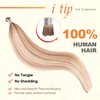 DIYOMO I Tip Hair Extensions - Human Hair, 18/613 Dark Blonde Highlighted Bleach Blonde 14 Inch I Tip Hair Extensions For Women Soft & Natural Itip Hair Extensions Itip Human Hair Extensions 50G/70S