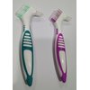 Gus Craft 2-Pack Denture Cleaning Brush Set- Premium Hygiene Denture Cleaner Set For Denture Care- Top Denture Cleanser Tool w/Multi-Layered Bristles & Ergonomic Rubber Handle (Green and Purple)