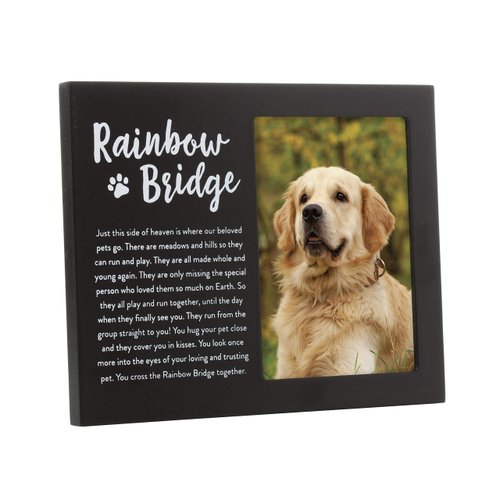 Pearhead Rainbow Bridge Pet Keepsake Picture Frame, Dog Photo Frame for Pet Owners, Dog Memorial Frame, Black