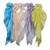 Silk Hair Scarf Scrunchies: 6-Piece Set With Elegant Satin Bow Pestal Colors Accents For Versatile Styling Options
