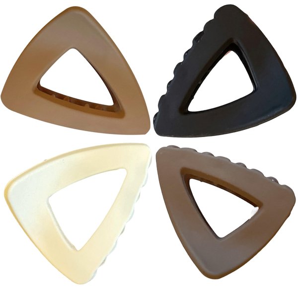 Stylish Medium Small 1.6-Inch Triangle Hair Claw Clips - Set of 4 - Perfect for Long, Short, Thick, and Thin Hair - Versatile Hair Styling Accessories for Women and Girls (Matte White,Tan,Brown,Black)