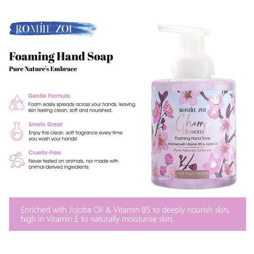 ROMIIE ZOI Foaming Hand Soap with Gift Box - Cherry Blossom - 500 ML/ 16.8 FL. OZ