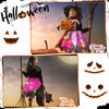 Giegxin Girls Light up Witch Costume Set Toddler Witch Halloween Cosplay Costumes with Hat, Magic Wand and Tote Bag for Party (Medium (7-9yr))