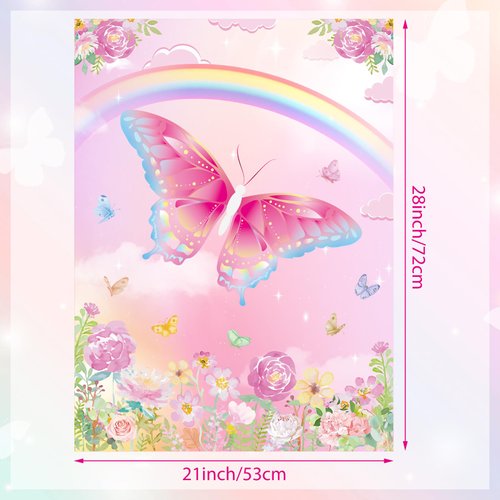 PLULON Butterfly Party Pin Game for Kids Pin The Tail on The Butterfly Birthday Game Poster for Boys Girls Birthday Party Favors Wall Decorations Classroom Activities