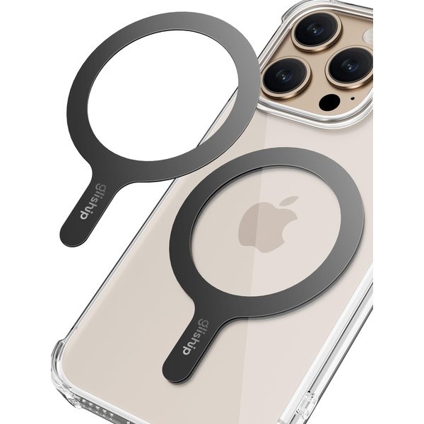 gliship for MagSafe Sticker 2 Pack, Compatible with MagSafe Ring Magnet, Universal Magnetic Ring Support Wireless Charger Fits iPhone 16/16 Pro Max/15/14/13/12/11, Galaxy S23/S22/S21 and More, Black