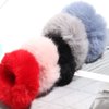 2 Pcs Women Furry Elastic Faux Rabbit Hair Scrunchies Fluffy Ponytail Holder Pompom Ball Hair Bands Ties For Girl Hair Accessories (Shell Pink)