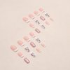 French Tip Press on Nails Valentine Medium Square Fake Nails Pink Glue on Nails with Pink Heart and Glitter Designs False Nails 24 Pcs Acrylic Stick on Nails for Women Girls