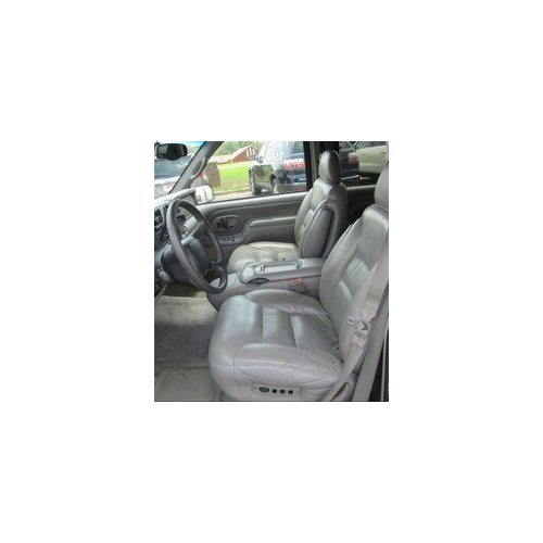 Chevy Suburban, Tahoe and GMC Yukon Captain Chairs Seat Covers in Gray Leatherette with Electric Drivers Side and Electric Lumber Control on Passenger Side