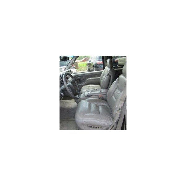 Chevy Suburban, Tahoe and GMC Yukon Captain Chairs Seat Covers in Gray Leatherette with Electric Drivers Side and Electric Lumber Control on Passenger Side