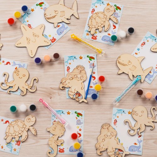 Under the Sea Party Favors - 12 PCS Ocean Animals Birthday Party Supplies - Sea Bubbles & Paint Crafts - Mermaid Shark Birthday Decorations Goodie Bags Stuffers Gifts Prizes for Kids Girls Toddler