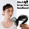 MHDGG Black Bow Headband Knotted Headband for Women Girls,Solid Colors Gauze Lips Wide Headbands Twist Bow Turban Headwrap Rabbit Ears Hairband with Cloth Wrapped Headwear