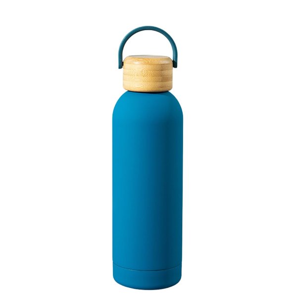 Laliguras Insulated Stainless Steel Thermos Flask 17oz / 25oz Leakproof Reusable Water Bottle with Bamboo Lid, BPA-Free Hot & Cold Drink Container for Travel, Gym, Office, Sports (Lagoon, 17 Ounces)