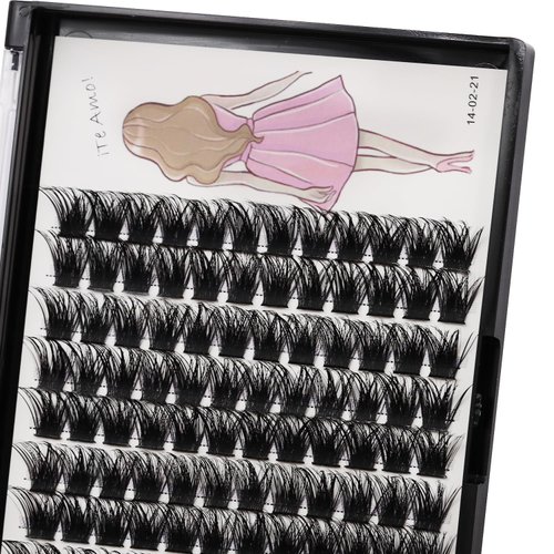 Bodermincer 120 Clusters/box Wide Cluster 3D Effect Glue Bonded Cluster Eyelashes Individual Eyelash Extension Eyelashes Bunches False Eyelashes Home Eyelash Extension (14MM)