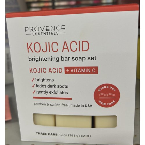 Provence Essentials Kojic Acid Brightening Bar Soap Set with Vitamin C, 3 Bars x 10 oz, Natural Ingredients, Paraben-Free