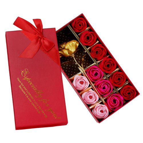 Rotumaty Floral Scented Bath Soap Rose Flower Petals, Plant Essential Oil Rose Soap Set, Best Gifts for Her Women Girls Mom Lover Birthday Valentine Christmas (12 PCS/Red)