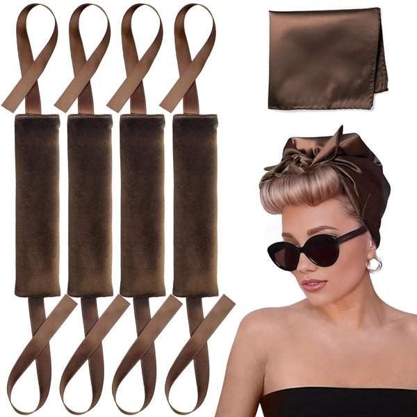 Lanzhire Jumbo Heatless Hair Curlers for Overnight Curls, Blowout Flexi Rod with Ribbon, No Heat Curlers to Sleep in, Soft Overnight Heatless Rods for All Hair Types