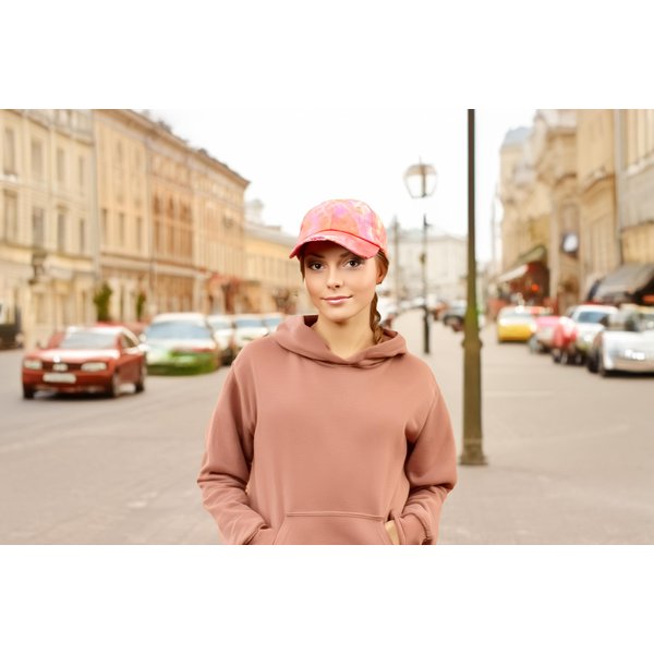 Funky Junque Criss Cross Hat Womens Baseball Cap Distressed Ponytail Messy Bun Trucker Ponycap (Tie Dye - Hot Pink Mix)