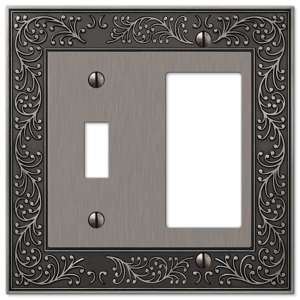 Amerelle 43TRAN English Garden Wallplate, 1 Toggle/1 Rocker, Antique Nickel