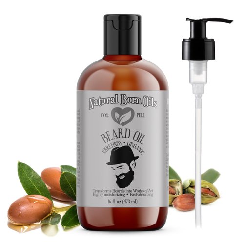 Natural Born Oils Beard Oil, 16oz, Organic, Cold-Pressed, Natural Ingredients, Deep Beard Conditioning, Skin Care
