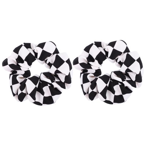 2 Pcs Black and White Checkered Hair Rope Seamless Hair Ties Hair Scrunchies for Women's Hair Stretchy Hair Ties Hair Ropes Checkered Claw Clip Hair Scrunchies Hair Rings