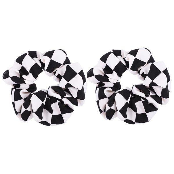 2 Pcs Black and White Checkered Hair Rope Seamless Hair Ties Hair Scrunchies for Women's Hair Stretchy Hair Ties Hair Ropes Checkered Claw Clip Hair Scrunchies Hair Rings