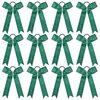 DEEKA 12 PCS Glitter Collegiate Style Cheer Bows Long Tail Full Rhinestones Skinny Shiny Cheer Bow Ponytail Holder Handmade Bows for Girls Teens Cheerleader Sports -Forest Green