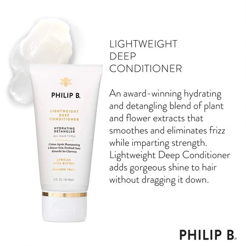 PHILIP B Light-Weight Deep Conditioner 2 oz. (60 ml) | Hair Moisturizer Detangler, Adds Shine and Smoothness to Hair, All Hair Types