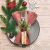 Angel Isabella Christmas Collection Napkin Rings - Cloth Napkin Holder For Table Setting, Pinecone Napkin Rings with Berries Accessories & Decor to Match Holiday Dinner Dining Table Top- Set of 6