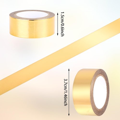3PCS Gold Washi Tape - Metallic Foil Masking Tapes Stickers Self Adhesive Art Paper Tape Decorative Graphic Tape for DIY Craft Scrapbooking Gift Wrapping, 16ft. x 0.6in.