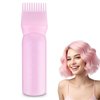 COMNICO Root Comb Applicator Bottle, 6 Ounce Plastic Squeeze Hair Dye Oil Applying Applicator Brush Cap with Graduated Scale, Portable Hair Color Dispenser (Pink)