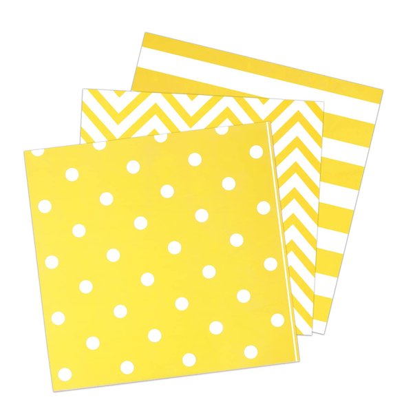 Disposable Striped Chevron Polka Dot Yellow Paper Luncheon Party Napkins 60 Count 13"x13"