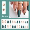 Magrace Press on Nails Medium Almond Fake Nails French Tips False Nails with Designs 24 pcs Stick on Nails for Women