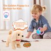 Monealpis Interactive Walking Dog Toy - Toddler Walking Plush Dog Toys for Kids, Toys for Girls 2 Years Old - Electronic Golden Retriever Plush Toy with Singing, Barking, and Tail Wagging
