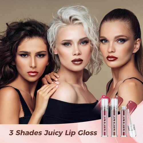 Lip Plumping Gloss, Juicy & Glossy Lip Gloss Set for Women,Moisturising Lip Tint Stain, Lip Oil Glossy Shimmer, Hydrating Mirror Liquid Lipstick,Velvet Lip Glaze, Lip Makeup Gifts