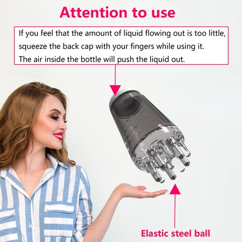 YeulYuuri Hair Oil applicator, Scalp Applicator Comb, Ball Root Comb applicator Bottle Scalp Massager Hair Growth， Hair Massager for Hair Growth, Ball Hair Oil Applicator Bottle（Grey）