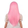 Edivd Girls Light Pink Wig Long Pastel Pink Wig with Air Bangs for Kids Long Pale Pink Straight Wig for Child Heat Resistant Synthetic Wig with Wig Cap