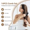 SALONSILK Women Hair Comb Set - 14PCS Wide Tooth Comb Rat Tail Combs - Styling Combs Pick for Curly - Teasing Parting Fine Comb - Professional Barber Cutting Braiding Combs Set