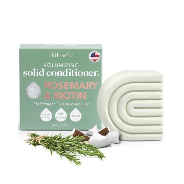 Kitsch Rosemary & Biotin Natural Hair Conditioner Bar, Organic, Vegan, Volumizing, Hydrating & Cleansing Conditioner for Curly or Straight Hair, Plastic, Paraben & Sulfate Free, Eco Friendly, 2.7 oz