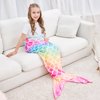 Mermaid Tail Blanket - Plush Mermaid Wearable Blanket for Girls Teens All Seasons Soft Flannel Snuggle Blanket little Mermaid Scale Sleeping Bag 55" x 24" (Rainbow)