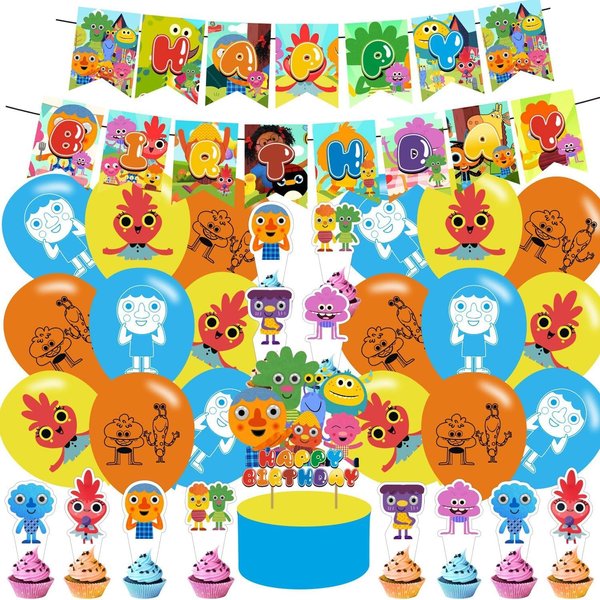 Super Simple Songs Party Supplies,Birthday Party Decorations for Super Simple Songs for Fans with happy birthday banner,cake topper ,balloons for Music theme birthday party decorations