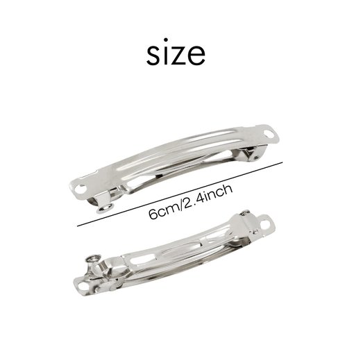 Cinaci 50 Pack 2 Inch / 2.4 Inch / 3 Inch/ 4 Inch Blank Silver Metal DIY Craft French Barrettes Snap Hair Clips Pins for Women Girls Hair Accessories (2.4 Inch)