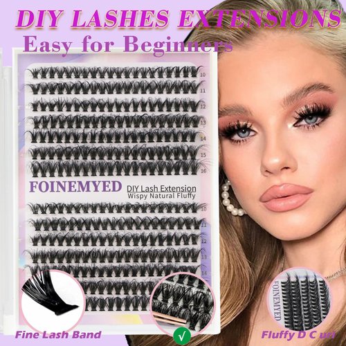 Fluffy Lash Clusters 3D Volume Lash Extensions 40D DIY Cluster Eyelash Extensions 280Pcs Wispy Individual Lashes Mink Look by FOINEMYED(10-16mm, D Curl)