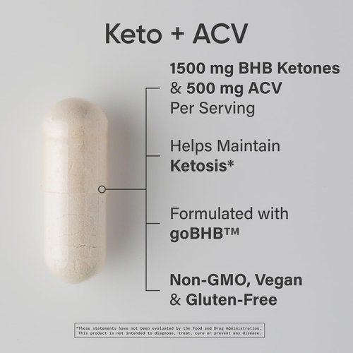 Sports Research® Keto Plus ACV Capsules - Diet Support with 500mg of Apple Cider Vinegar & 1500mg goBHB® Exogenous Ketones - Gluten Free & Keto Certified - 120 Veggie Capsules