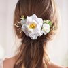 Fangsen Wedding Boho White Rose Flower Hair Clips Floral Hair Accessories for Brides and Bridesmaids Silver (Pink)