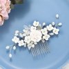 Kesvb Bride Wedding Hair Comb Silver Flower Hair Piece Rhinestone Bridal Side Combs Hair Accessories for Women and Girls