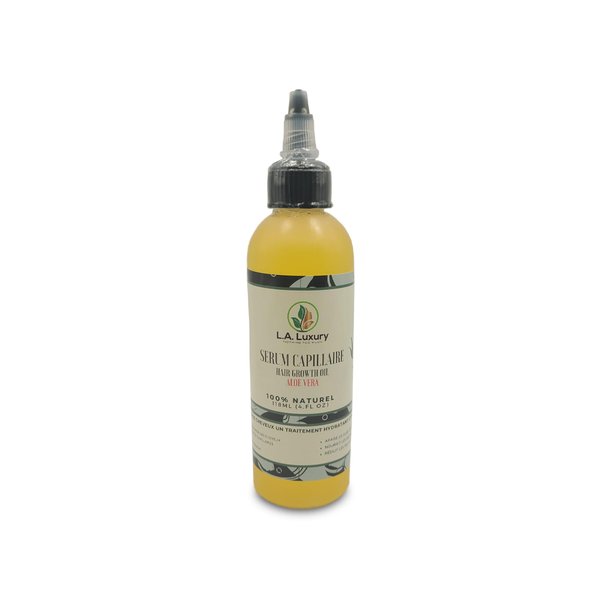 L.A. Luxury Organic Rosemary & Castor Hair Oil with Biotin, Almond, Aloes, Fenugreek - Scalp Strength, Nourishment, Healthy Growth, Reduces Split Ends - 4.0 oz
