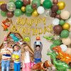 Dinosaur Birthday Decorations, Dinosaur Birthday Party Supplies for Boys Include Foil Dinosaur Balloons, Happy Birthday Balloons, Rain Curtain,Latex Balloons Arch Kit for Dino Jungle safari Party