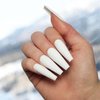 Florry Coffin Extra Long Fake Nails Ballerina Press on Nails Matte Acrylic Nails for Women and Girls 24Pcs (White)